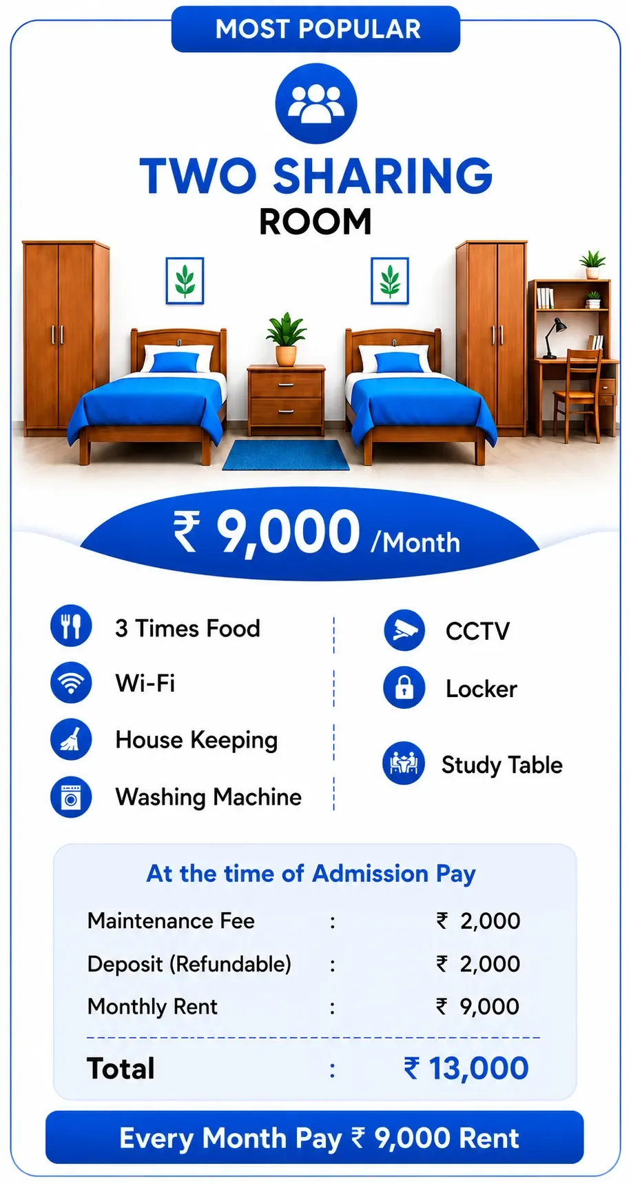 two sharing pg details in jayanagar
